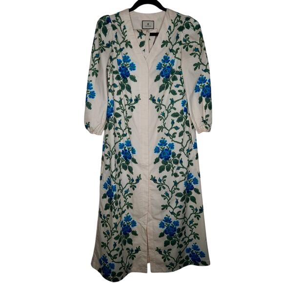 Tuckernuck Cerulean Vine Cotton Poplin Lachlan Dress Sz XS - Picture 4 of 6